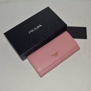 Prada Textured Leather Continental Wallet Made in Italy Like New